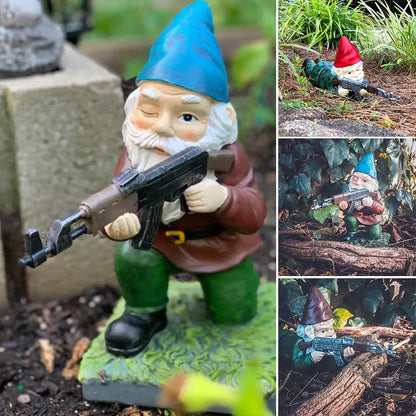 Funny Army Gnome Garden Statue